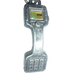 Vintage AT&T Telephone Receiver Handset Pewter Metal Keychain Pewter Retro